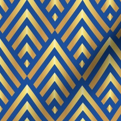 Art deco gold stripes electric blue Wallpaper