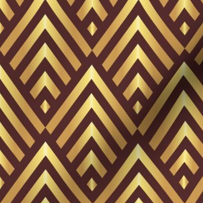 Gold art deco stripes chocolate brown Wallpaper