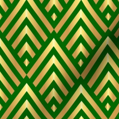Art Deco green gold stripes Wallpaper