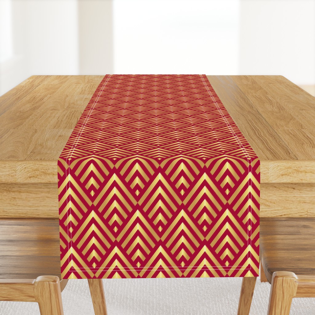 Gold Art Deco stripes red