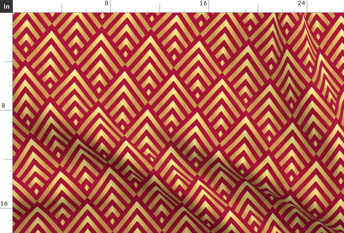 Gold Art Deco stripes red Wallpaper 