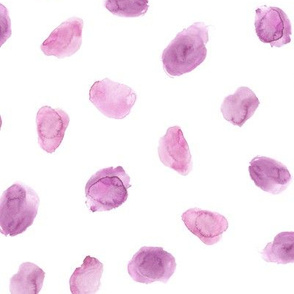 Orchid pink watercolor stains || polka dots paint pattern for baby girl