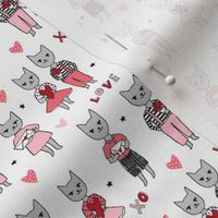 cat valentines fabric - cute valentines fabric, valentines day fabric, cat love, love fabric, andrea lauren