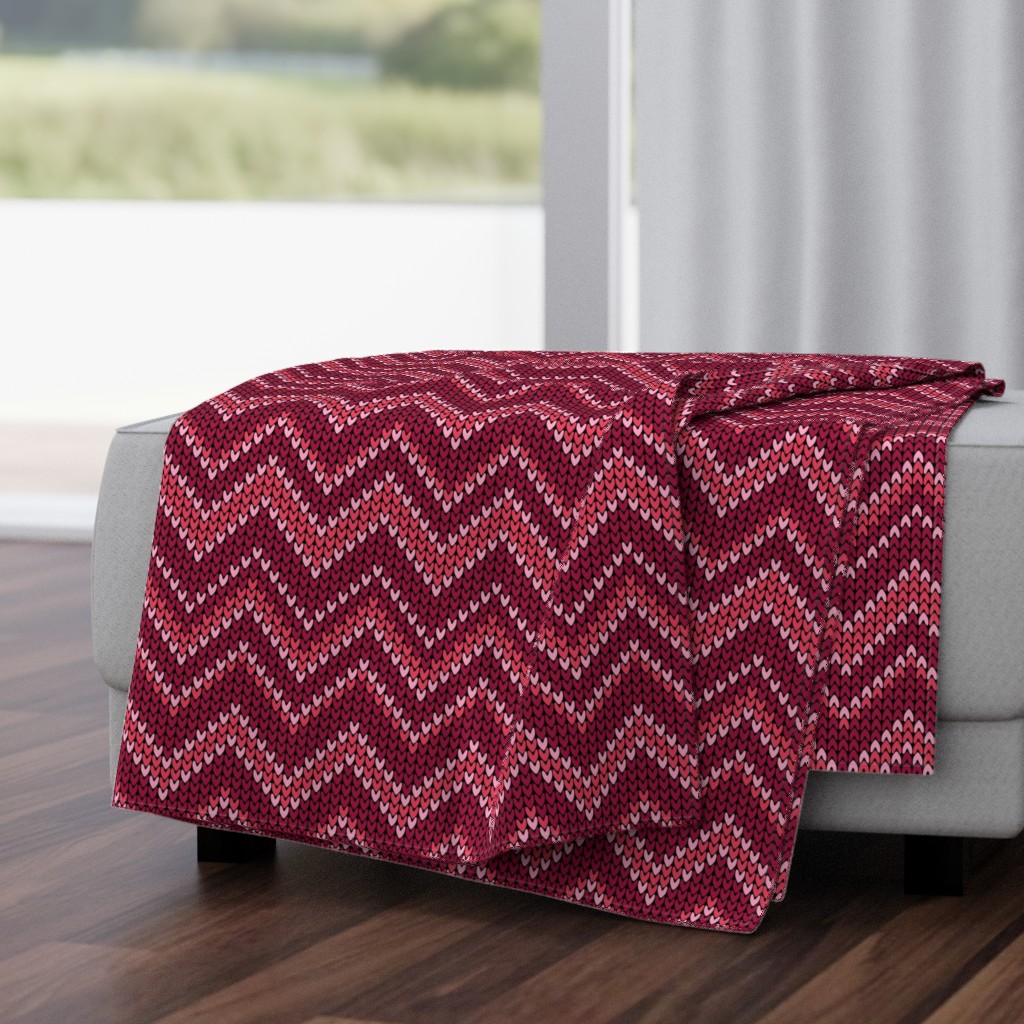 Retro chevron knit burgundy magenta