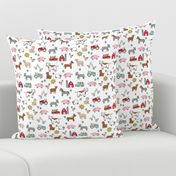 Small - farm // nursery kids gender neutral cow chicken pig barn farms fabric white colorful