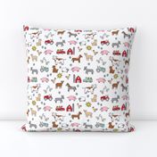 Small - farm // nursery kids gender neutral cow chicken pig barn farms fabric white colorful