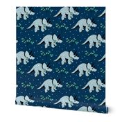 Christmas winter season dinosaurs design cute snow night baby dino print for kids blue