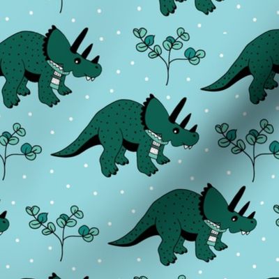Christmas winter season dinosaurs design cute snow night baby dino print for kids blue green