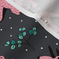 Christmas winter season dinosaurs design cute snow night baby dino print for kids pink