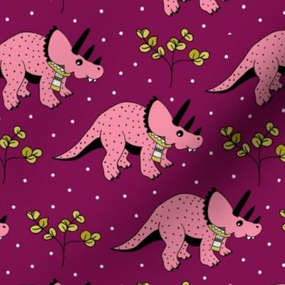 Christmas winter season dinosaurs design cute snow night baby dino print for kids pink maroon
