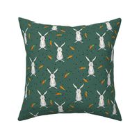 8" Easter Bunny and Carrots // Mineral Green