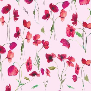 10" Pink Watercolor Poppies // Wisp Pink