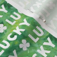 LUCKY - watercolor green - st patricks day Clover Irish