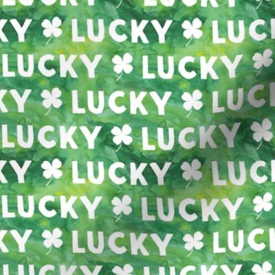 LUCKY - watercolor green - st patricks day Clover Irish