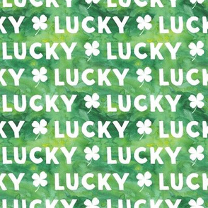 LUCKY - watercolor green - st patricks day Clover Irish
