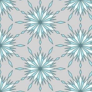Classic White Cyan Ice Snowflake Tile