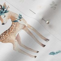 8" Boho Floral Deer // White