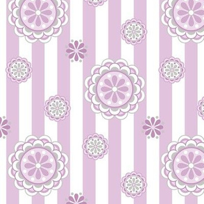 mod flowers on stripes in pastel pinks