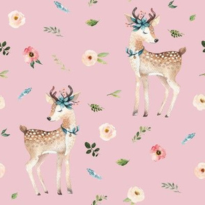 8" Boho Floral Deer // Beauty Blush
