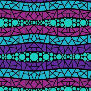 mosaic wavy stripes purple, blue, pink on blk WP
