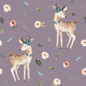 8" Boho Floral Deer // Venus Purple
