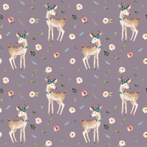 4" Boho Floral Deer // Venus Purple