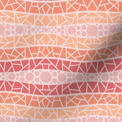 mosaic wavy stripes coral, peach and pinks