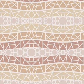 mosaic wavy stripes soft terracotta and beige