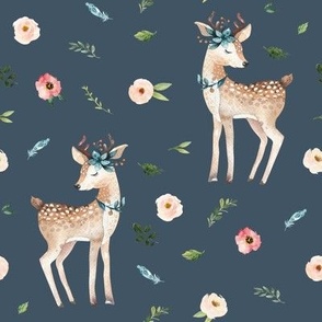 8" Boho Floral Deer // Fiord