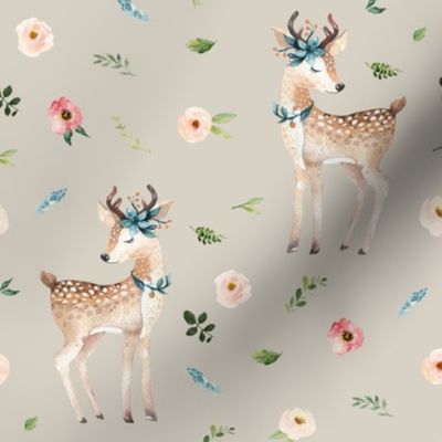 8" Boho Floral Deer // Swirl
