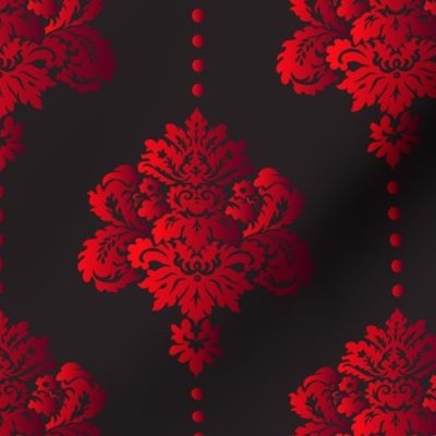 Gothic red damask pearls black large Wallpaper