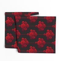 Gothic red damask pearls black large Wallpaper