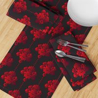 Gothic red damask pearls black large Wallpaper