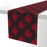 Gothic red damask pearls black large Wallpaper