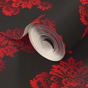 Gothic red damask pearls black large Wallpaper