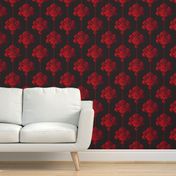 Gothic red damask pearls black large Wallpaper