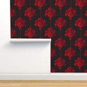 Gothic red damask pearls black large Wallpaper