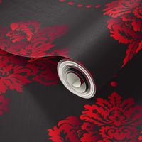 Gothic red damask pearls black large Wallpaper
