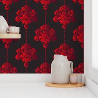 Gothic red damask pearls black large Wallpaper