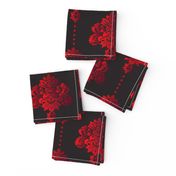 Gothic red damask pearls black large Wallpaper