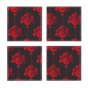 Gothic red damask pearls black large Wallpaper