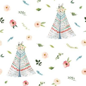 8" Woodland Floral Teepee // White