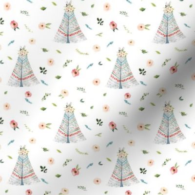 4" Woodland Floral Teepee // White