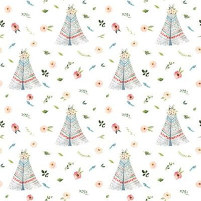 4" Woodland Floral Teepee // White