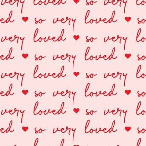 so very loved - red on pink