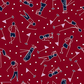 stick figure golf scatter burgundy and navy