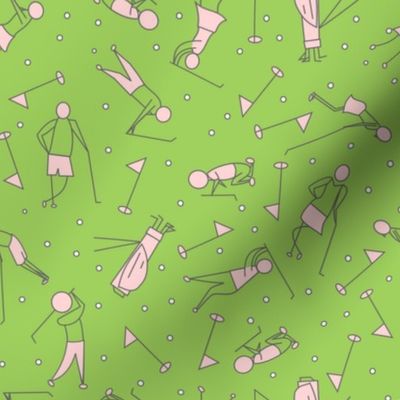 stick figure golf scatter green and pink