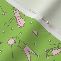 stick figure golf scatter green and pink