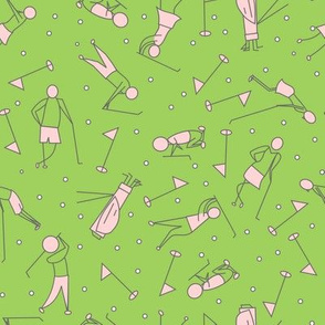 stick figure golf scatter green and pink