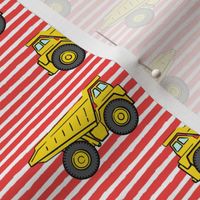 dump trucks - red stripes - construction